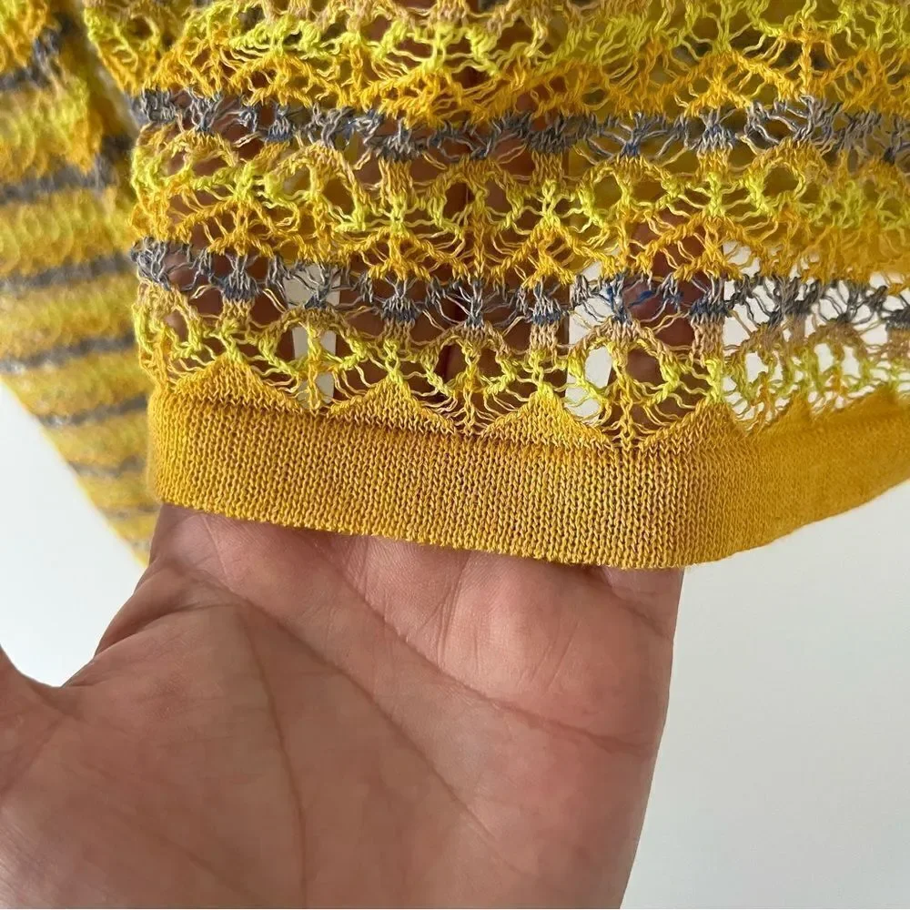 BNWT Zara Yellow Pointelle Knit Crop Sweater Medium Boho Festival Top - Picture 15 of 16